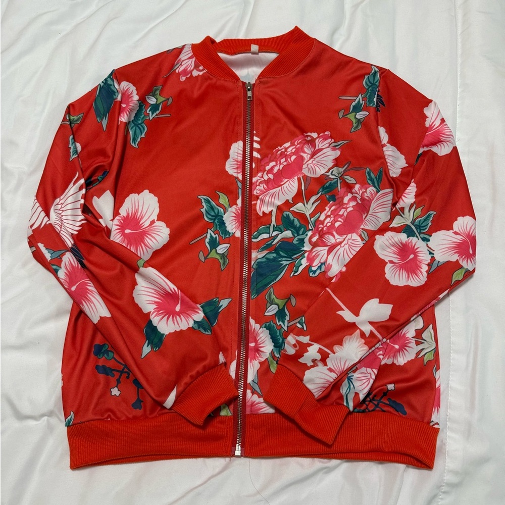 Floral Print Bomber Jacket